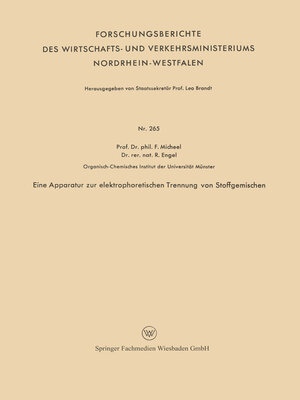 cover image of Eine Apparatur zur elektrophoretischen Trennung von Stoffgemischen